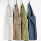 Natural Linen Apron – Adjustable Neck Strap & Waist Ties, 7 Colours