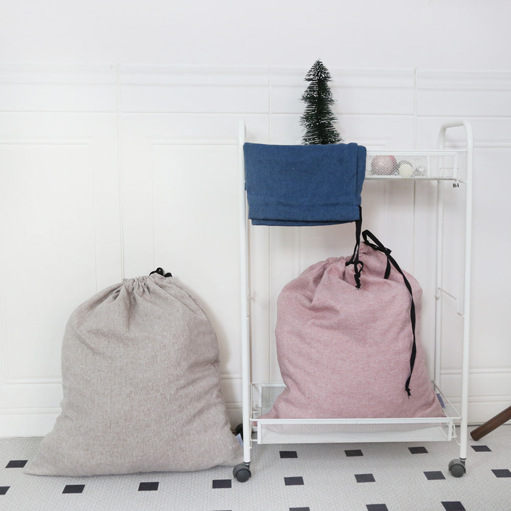 Cotton Linen Laundry Bag with Waterproof Coating – Drawstring Storage Sack