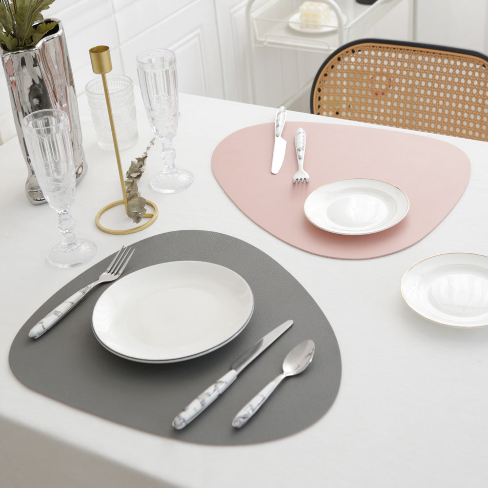 Triangle Faux Leather Placemats – Waterproof Wipe-Clean Set of 4