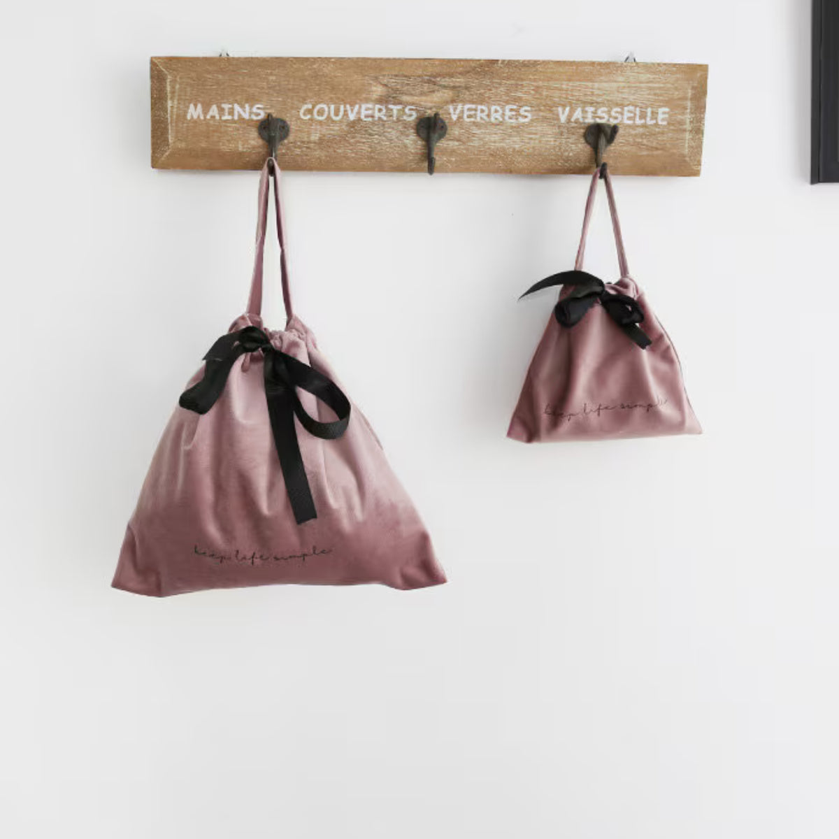 Velvet Drawstring Organiser Bag with Handle – “Keep Life Simple” Storage Pouch