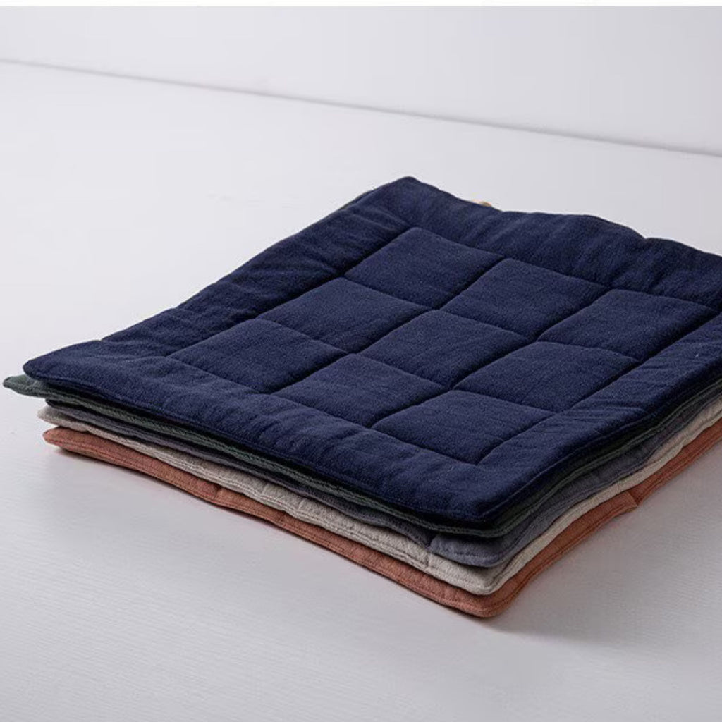 Natural Linen Chair Seat Pad with Ties