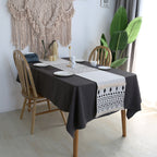 Black & White Boho Geometric Table Runner – Moroccan Style Cotton Blend