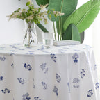 Blue Floral Embroidered Cotton Tablecloth – Blue Blossom Collection