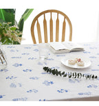 Blue Floral Embroidered Cotton Tablecloth – Blue Blossom Collection