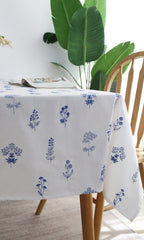Blue Floral Embroidered Cotton Tablecloth – Blue Blossom Collection