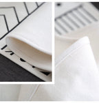 Black & White Boho Geometric Table Runner – Moroccan Style Cotton Blend
