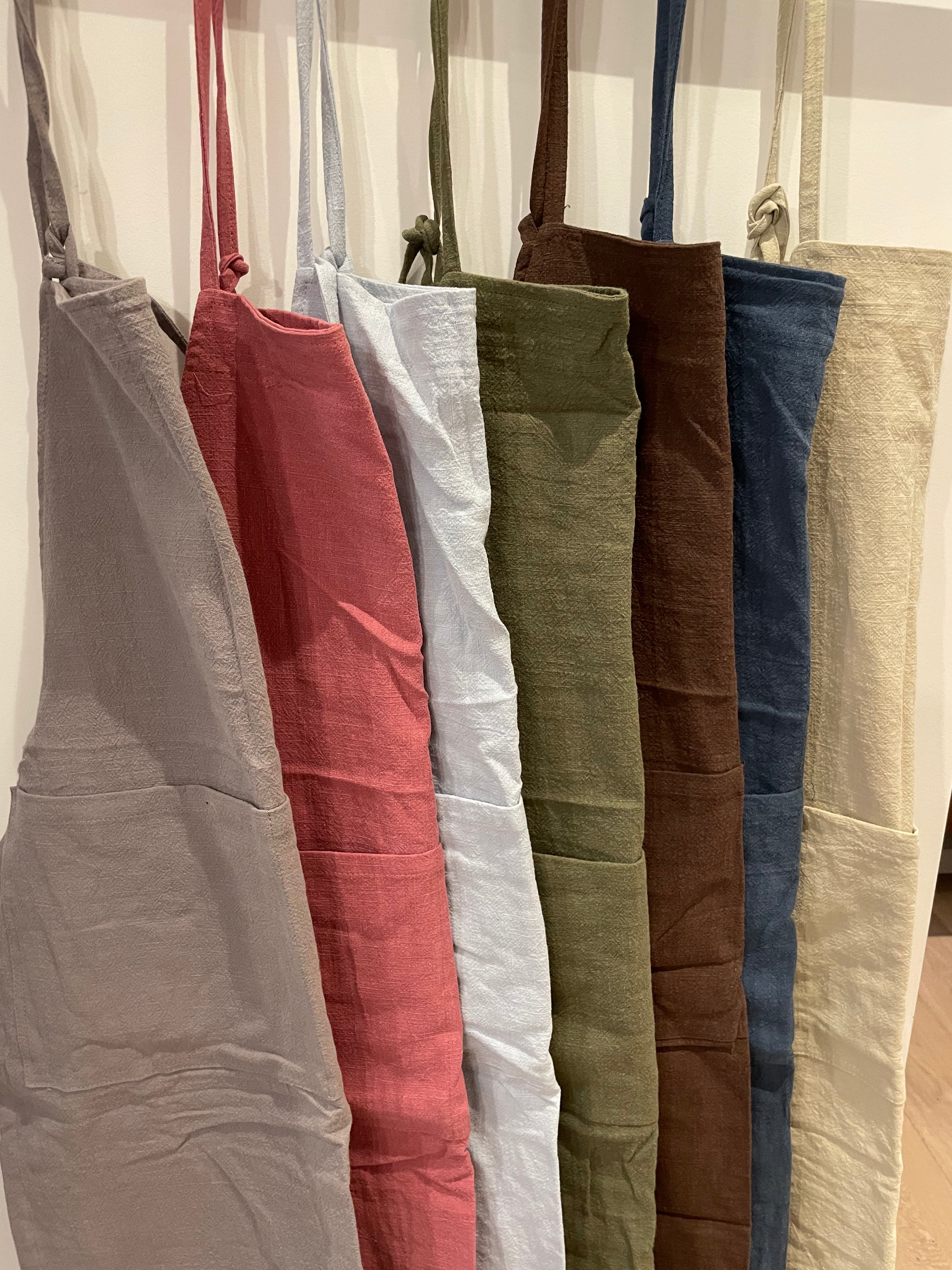 Natural Linen Apron – Adjustable Neck Strap & Waist Ties, 7 Colours