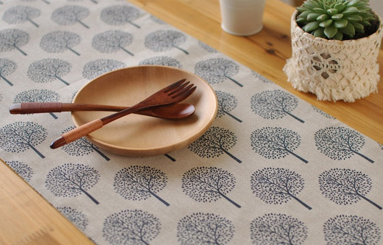 Mulberry Trees Cotton Linen Table Runner