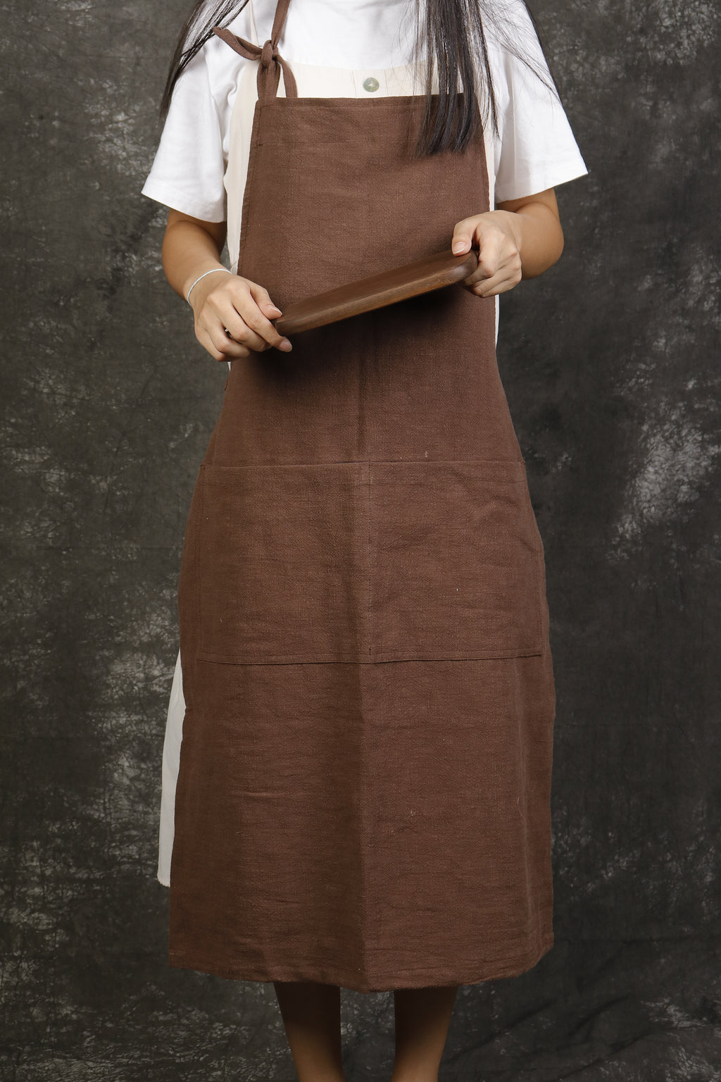 Natural Linen Apron – Adjustable Neck Strap & Waist Ties, 7 Colours