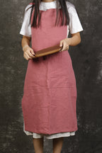 Natural Linen Apron – Adjustable Neck Strap & Waist Ties, 7 Colours