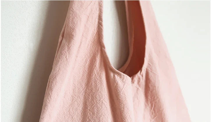 Adjustable Cotton Linen Shoulder Bag – Foldable Reusable Tote