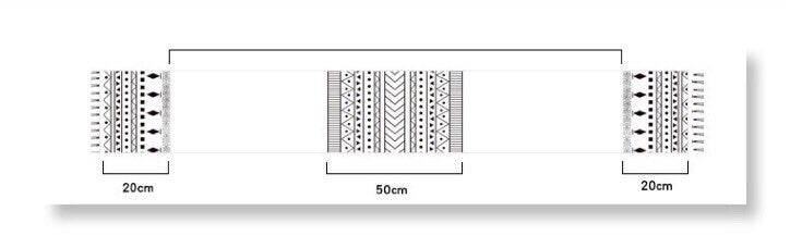 Black & White Boho Geometric Table Runner – Moroccan Style Cotton Blend