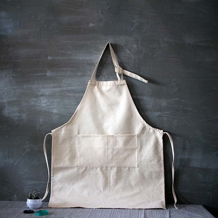 Cotton Canvas Art Apron with Detachable Sleeves – Adjustable Artist Apron with Pockets